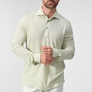 Tencel Blend Long Sleeve Polo