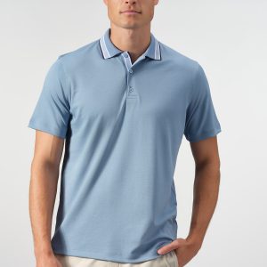 Textured Cotton Polo with Contrast Details